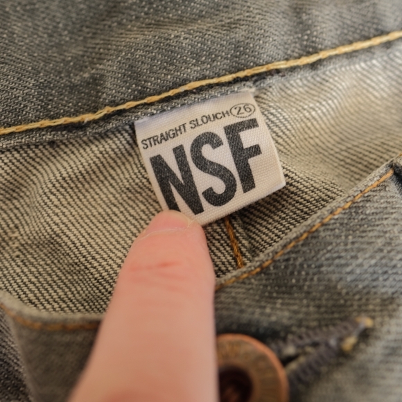 NSF Women's Straight Slouch Button Fly Distressed Jeans, Size US 4 *see meas - Picture 9 of 10